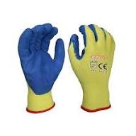 1.2 Latex Crinkled Coated Safety Gloves Blue Yellow |