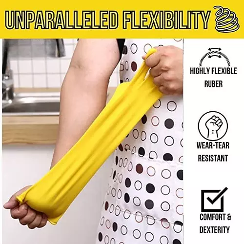 10 Yellow Rubber Hand Gloves 14 INCH |