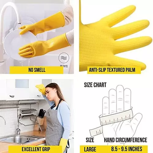 13 Yellow Rubber Hand Gloves 14 INCH |