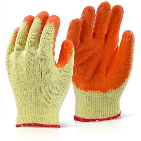 Latex Crinkled Coating Safety Gloves Orange Yellow