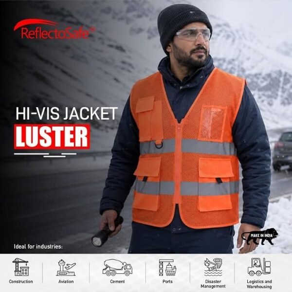 155 Reflectosafe Safety Jacket Reflective Vest Luster with 3m Tape and Cargo Pockets