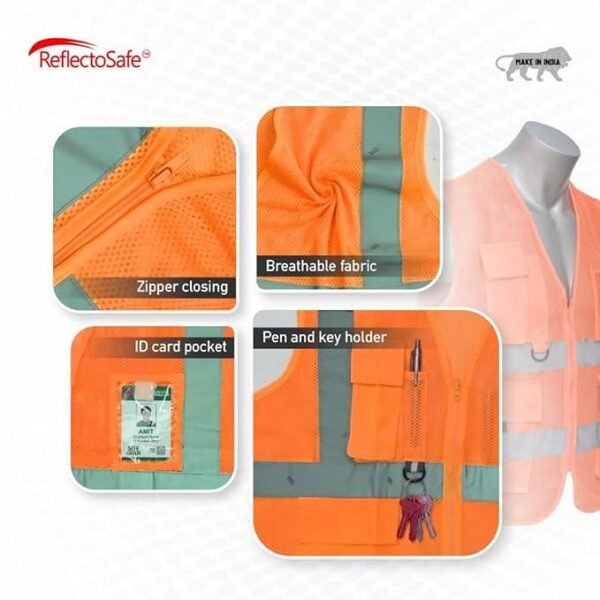 158 Reflectosafe Safety Jacket Reflective Vest Luster with 3m Tape and Cargo Pockets