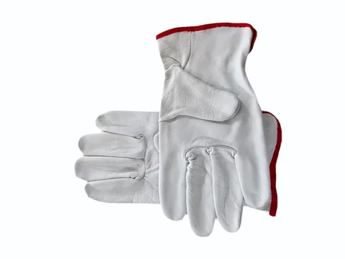 Leather Safety Hand Gloves White/Grey