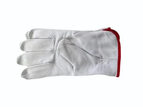 Leather Safety Hand Gloves White/Grey