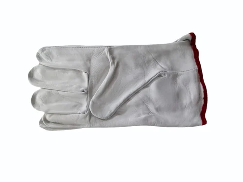 Leather Safety Hand Gloves White/Grey