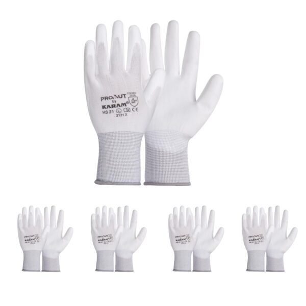 PU Coated Safety Gloves White on White |