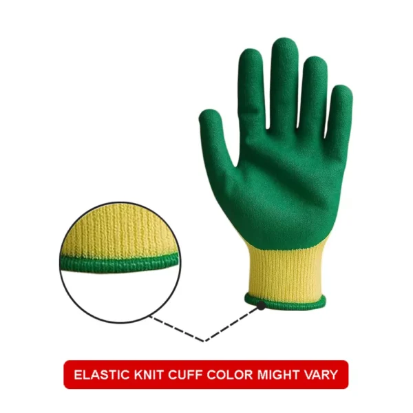 28 Latex Crinkled Coating Safety Gloves Green Yellow |