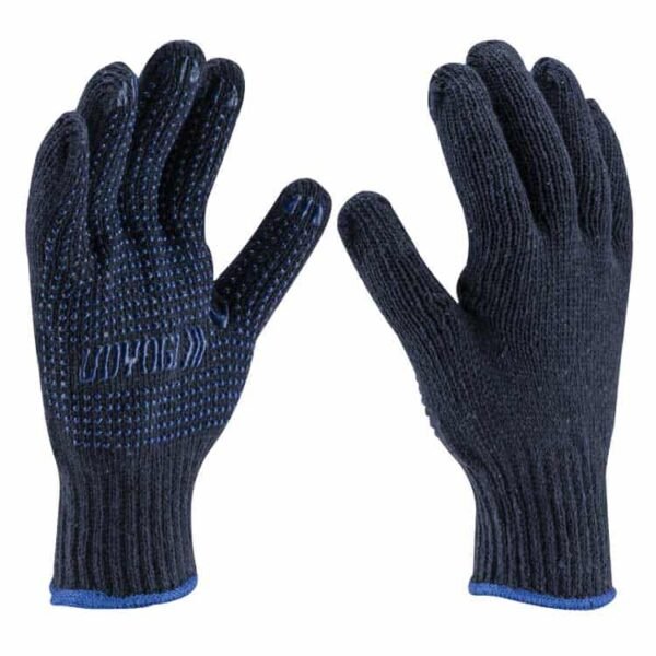 33 Cotton Knitted Blue on Blue PVC Dotted Hand Gloves