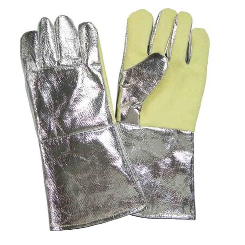 Aluminisied coated Para Aramid Cloth Yellow Aluminized Kevalar Hand Gloves |