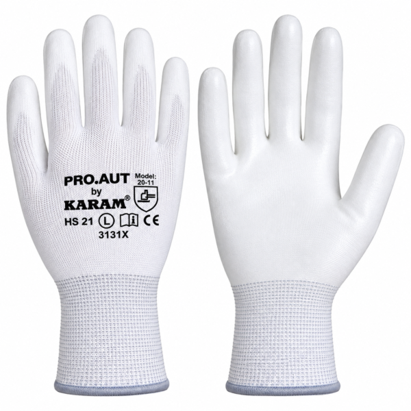 PU Coated Safety Gloves White on White |