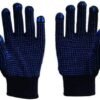 Cotton Knitted Blue on Blue PVC Dotted Hand Gloves |