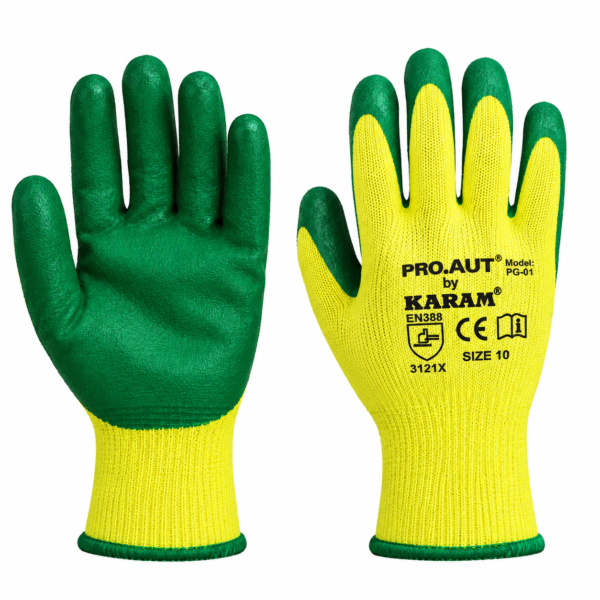 Latex Crinkled Coating Safety Gloves Green Yellow |