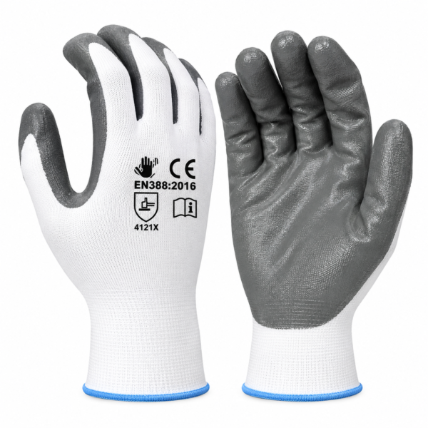 Fortuner Nitrile Coated Grey On White Safety Gloves |