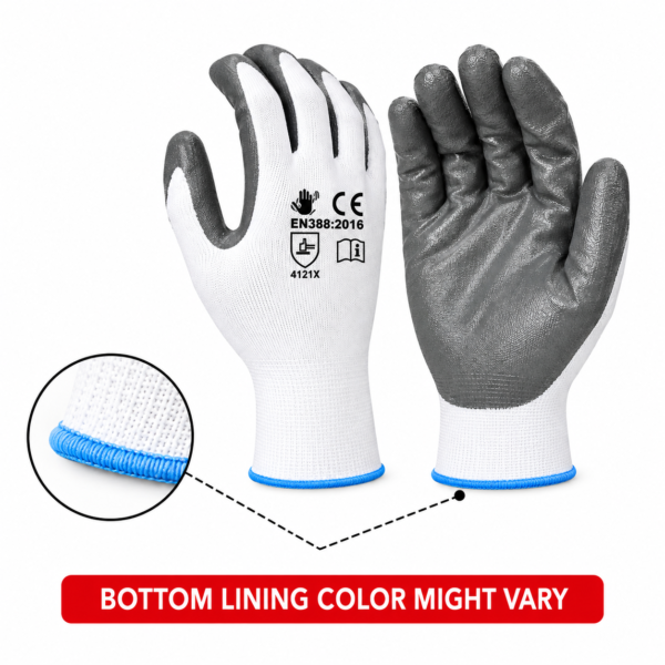 Fortuner Nitrile Coated Grey On White Safety Gloves |
