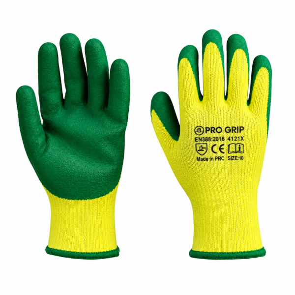 Latex Crinkled Coating Safety Gloves Green Yellow |