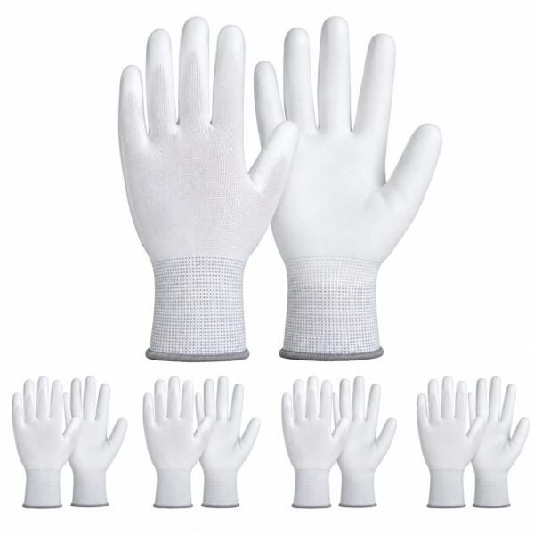 PU Coated Safety Gloves White on White |