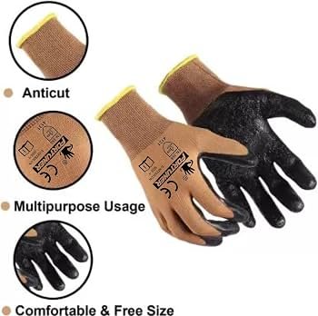 Fortuner Latex Coated Black Brown Safety Gloves