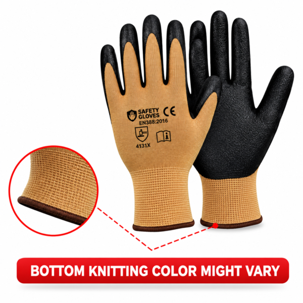 Fortuner Latex Coated Black Brown Safety Gloves |