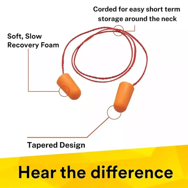 3M 1110 Ear Plugs Corded, Extra Soft, Reusable Earbuds Noise Cancellation, Soundproof Earplug Use For Underwater, Meditation, Study, Flight Travel, Sleeping Sound Block Up To 29 Decibel |(pack of 30)