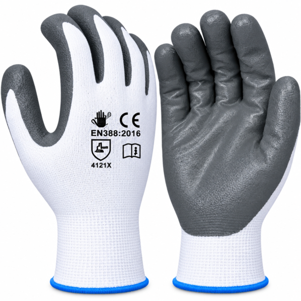 Fortuner Nitrile Coated Grey On White Safety Gloves |