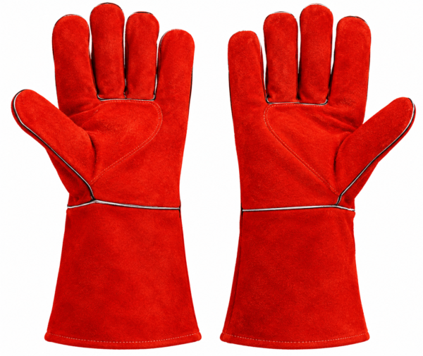 Red Winter Leather Safety Hand Gloves |