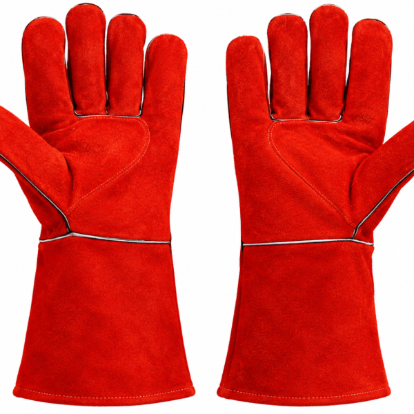 Red Winter Leather Safety Hand Gloves |