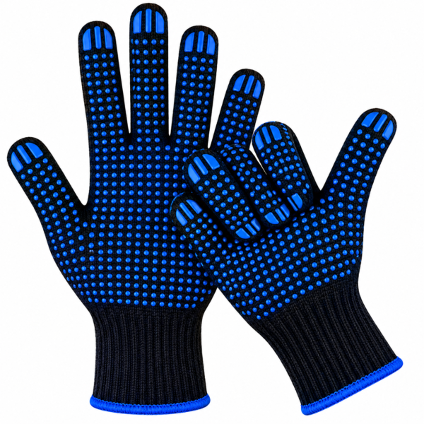 Cotton Knitted Blue on Blue PVC Dotted Hand Gloves |