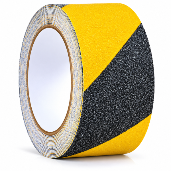 Black & Yellow Heavy Duty Anti-Skid Tape - 5cm x 18 Meter Roll | High Traction Grip Tape for Slippery Surfaces | Anti-Slip Solution (Pack of 1)