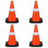 Safety Cones Multipurpose PVC Plastic Traffic Safety Cone with Black Rubber Weighted Base and Highly Visible Reflective Collar | (Pack of 4)