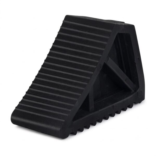 Heavy Duty Solid Rubber Wheel Chock 4 kgs Black (29cm x 18cm x 13cm | (Pack of 1)