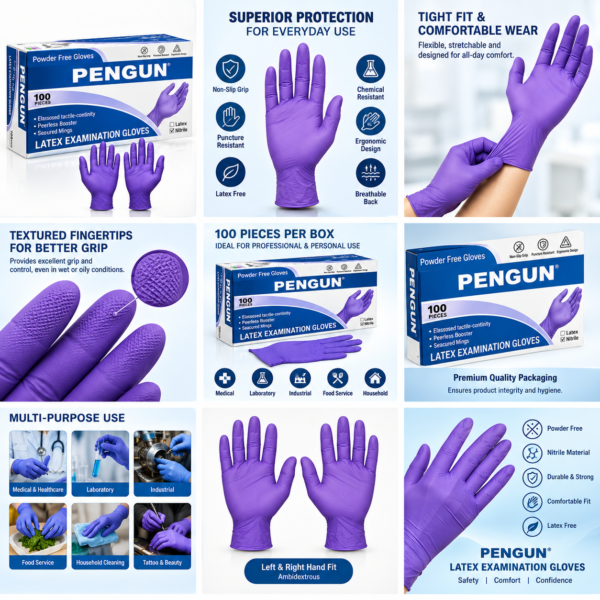 Pengun Purple Nitrile Hand Gloves |