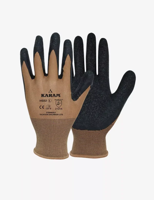 Fortuner Latex Coated Black Brown Safety Gloves