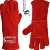images Red Winter Leather Safety Hand Gloves