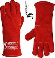 images Red Winter Leather Safety Hand Gloves