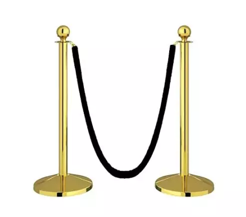 Ladwa Golden Finish Queue Manager with Black Velvet 1.5m Rope, Barricade & Stanchions Set