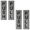 Buzz Cool Silver Metal Push Pull Sign Board For Offie and Shop Glass and Wooden | Self Adhesive Stainless Steel Metal Sticker for Door | Push and Pull Sticker for Hospital Malls Office 2 Set Pack
