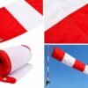 Red White Windsock for Wind Direction | Heavy Duty Polyester Fabric with Brass Eyelets | Industrial, Airport & Safety Use