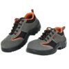 Karam FS69 Grey and Black Suede Leather Safety Shoes for Men |Single Density with Steel Toe | Antistatic, Antislip, Oil & Heat Resistant