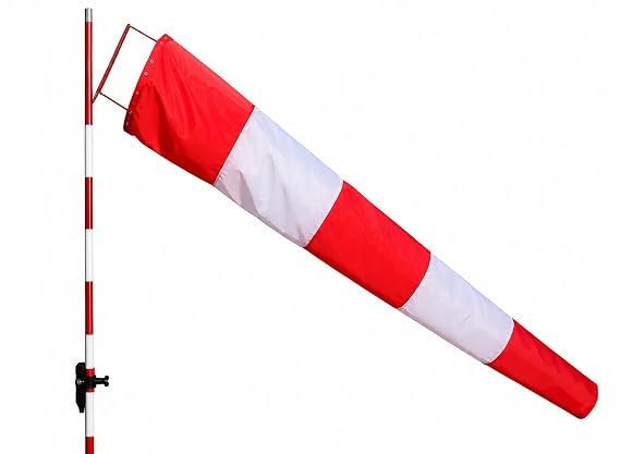 Red White Windsock for Wind Direction | Heavy Duty Polyester Fabric with Brass Eyelets | Industrial, Airport & Safety Use
