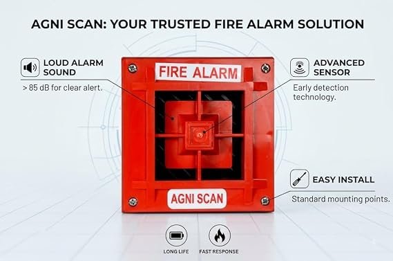 104 Fire Alarm Warning Strobe Siren| Fire Security Service| Fire Alarm Siren |Horn Sound & Strobe Alert Security System for Home Office Hotel & Restaurant |
