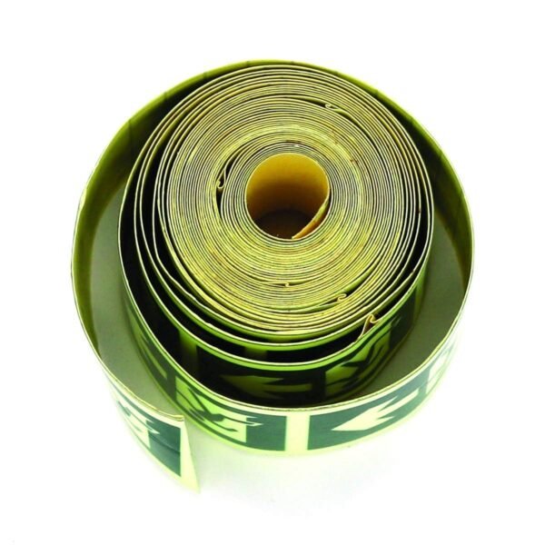 Glow Night Tape - Left Arrow Running Man Symbol - Clear Direction of Emergency - Use for Fire Exit -50mm x 10 mtr