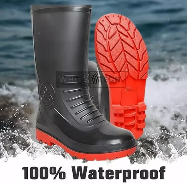 Safe Dot Safety Gumboot Rubber Sole PVC Material Red & Black 38.1 cm Height for Industrial Use UK7, GB-01 |