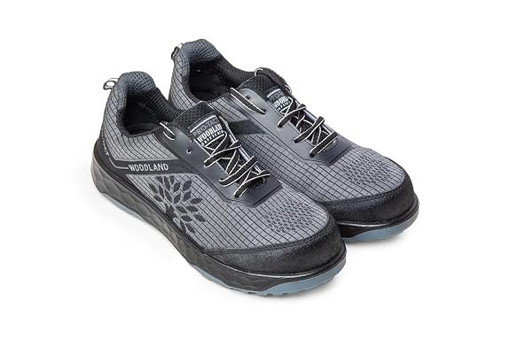 Woodland Ranger Knitted Safety Shoes for Men | Oil Resistant Safety Shoe with Anti Slip Grip | Lightweight & Antistatic PU Double Density with Composite Toe | Black