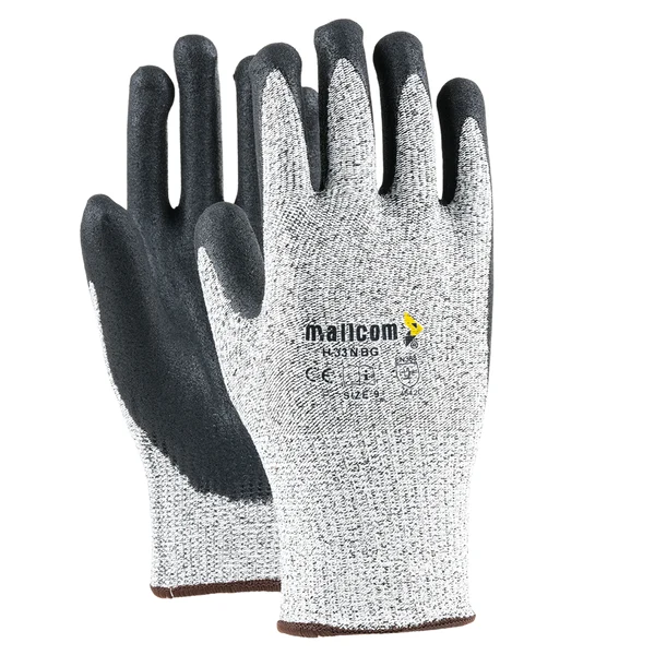 11 Mallcom H33nbg Cut Resistant Level 5 Seamless Sandy Finish Nitrile Coated Safety Gloves Pack Of 4 Nitrile Safety Gloves |
