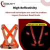 High-Visibility Reflective Safety Belt | Adjustable Cross Belt Straps | Night Cycling Reflector | Safety Gear for Construction, Warehouse & Outdoor Work