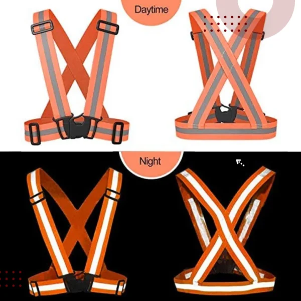 High-Visibility Reflective Safety Belt | Adjustable Cross Belt Straps | Night Cycling Reflector | Safety Gear for Construction, Warehouse & Outdoor Work