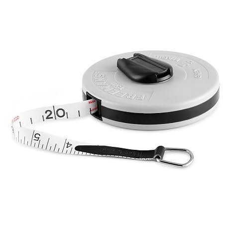 FREEMANS FM15 Grey Magic Fibreglass Measuring Tape - 15m/50ft With Unbreakable ABS Case | Durable Winding Mechanism Handle and Steel End Hook | Grey Color |
