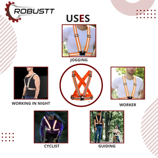 High-Visibility Reflective Safety Belt | Adjustable Cross Belt Straps | Night Cycling Reflector | Safety Gear for Construction, Warehouse & Outdoor Work