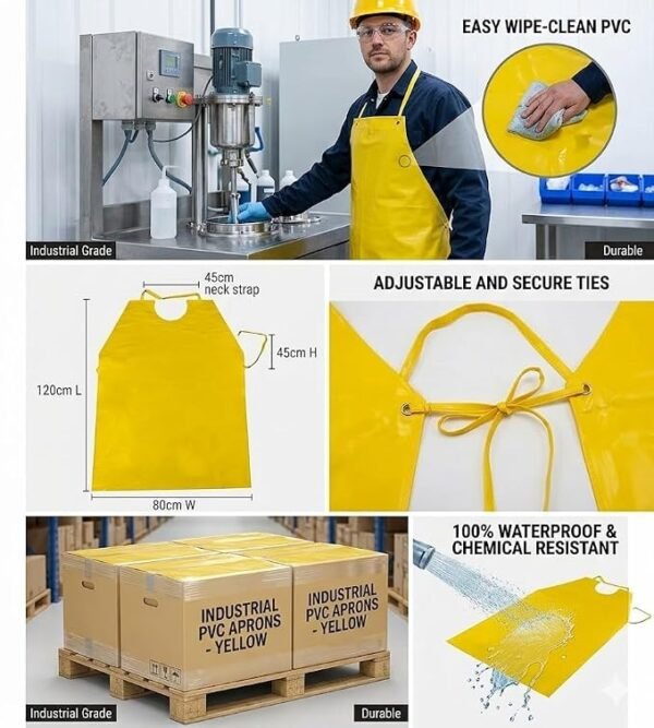 Waterproof PVC Fabric Acid/Alkali and Chemicals Resistant/Proof Apron for Factory, Industrial, Dishwashing, Coffee, Dog Grooming, Cleaning Fish, Project-Industrial. 24x36 Inch