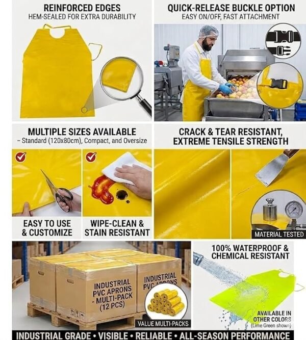 Waterproof PVC Fabric Acid/Alkali and Chemicals Resistant/Proof Apron for Factory, Industrial, Dishwashing, Coffee, Dog Grooming, Cleaning Fish, Project-Industrial. 24x36 Inch